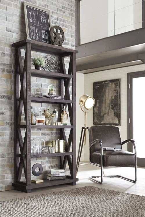 glam style decor office bookcase
