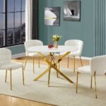 Glam Marble & Gold 5-Piece Dining Set w/ Lazy Susan (4 Color Options)