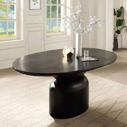 Marioly Dining Table in ash black with sculptural pedestal base