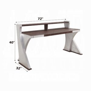 Brancaster Executive Writing Desk – Leather Top & Riveted Aluminum Base.