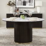 Gamarya Mid-Century Modern Oval Dining Table in Dark Oak (Seats 6–8)