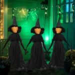 Lighted Halloween Ghost Decorations with Witch Hats – 2 Pack Indoor/Outdoor Spooky Decor