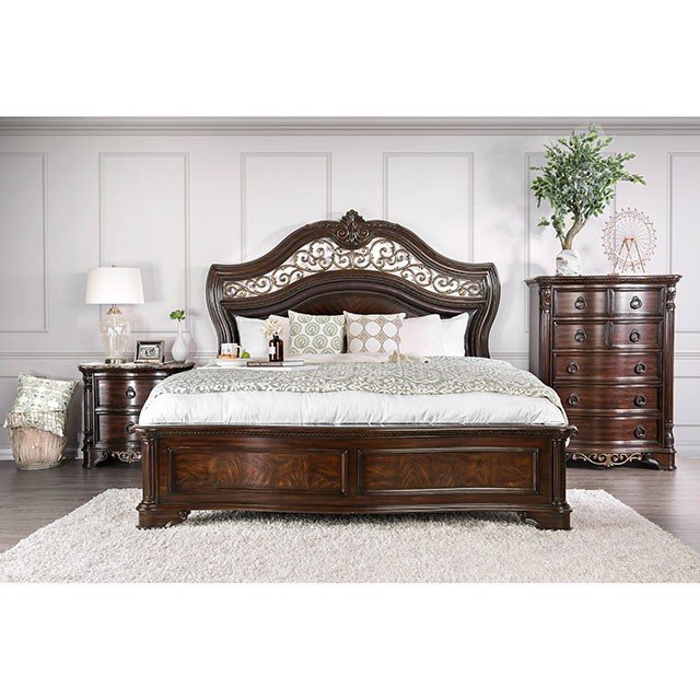Mendora Brown Cherry Finish Bed cm7311-4