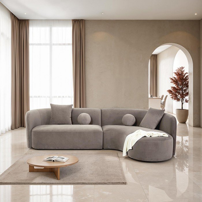 Revello Contemporary Sectional Sofa – Light Brown Elegance