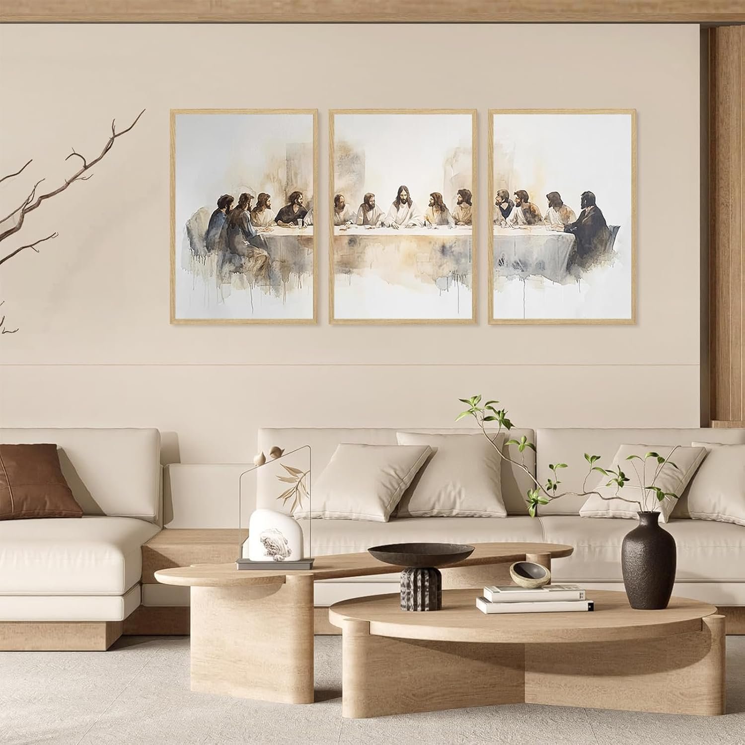 Last Supper 3-Piece Canvas Wall Art – Unframed 16x24 Christian Home Décor