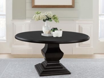 Twyla 60-inch round dark cocoa dining table with sculpted pedestal base