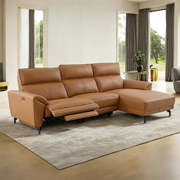 Themis Brown Clay Power Sectional with Right Chaise