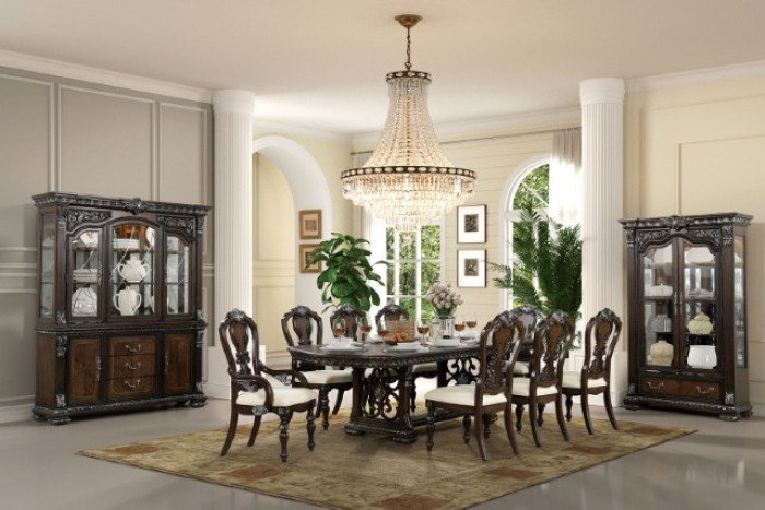 Promenade 9-Piece Traditional Dark Brown Dining Set with Table, Arm Chairs, and Side Chairs