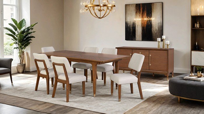Hepburn 7-Piece Mid-Century Modern Dining Set – Table & 6 Chairs in Walnut