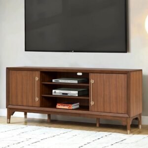 Maidstone Contemporary Black and White TV Console with Sintered Stone Top