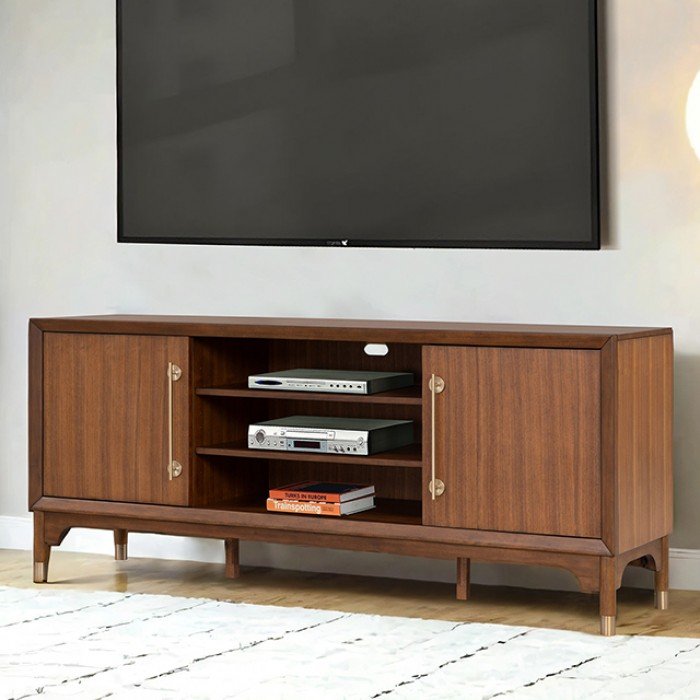 Maidstone Contemporary Black and White TV Console with Sintered Stone Top