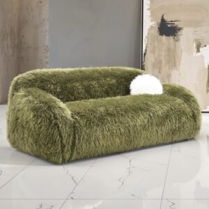 Darwen Green Faux Fur Sofa – Contemporary