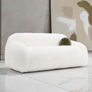 Darwen Contemporary White Faux Fur Sofa