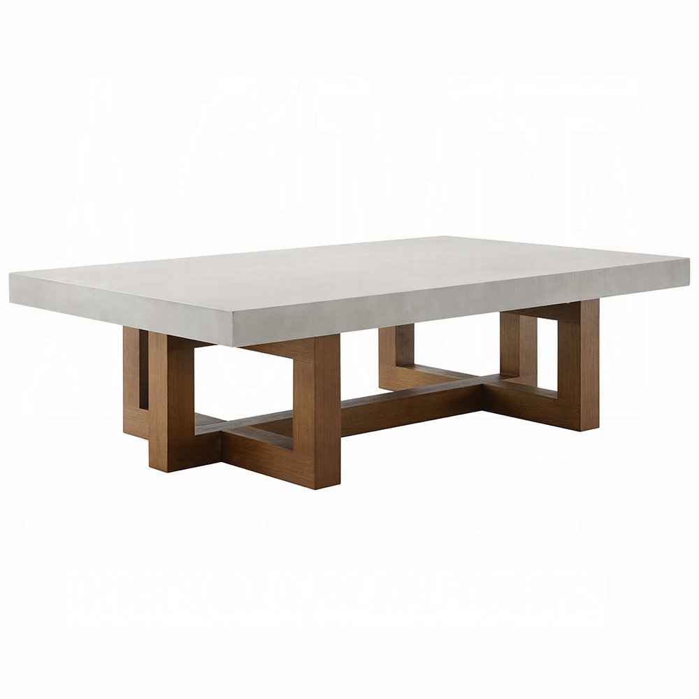 Keven Coffee Table – Faux Concrete & Walnut