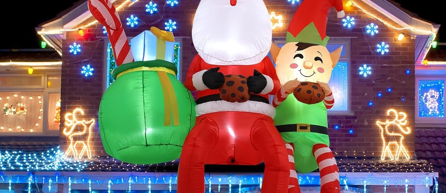8FT Santa Claus Sitting on The Roof Christmas