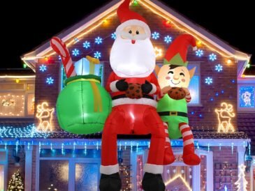 8FT Santa Claus Sitting on The Roof Christmas