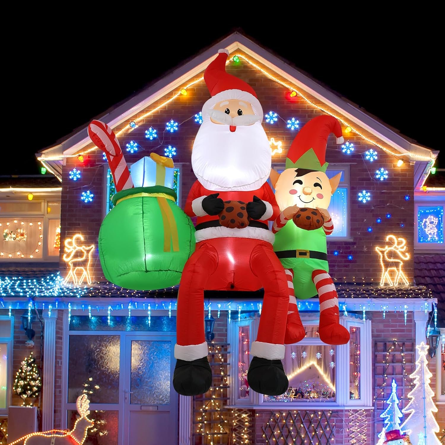 8FT Santa Claus Sitting on The Roof Christmas