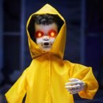 72″ Halloween Animatronic Witch with Cane – Life-Size Animated Standing Prop with Creepy Sound & Glowing Eyes