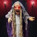 65″ Halloween Outdoor Standing Werewolf Animatronics Life Size Animated Ghost LED Eyes and Creepy Sound