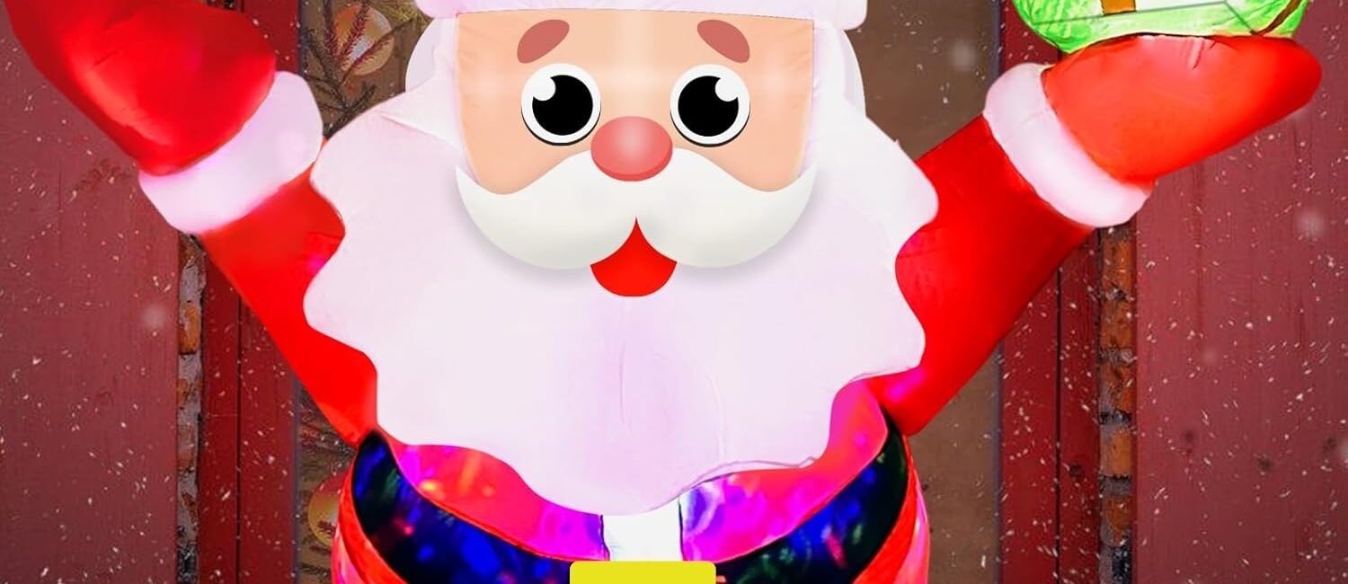 4FT Christmas Inflatable Santa Claus Broke Out from Window