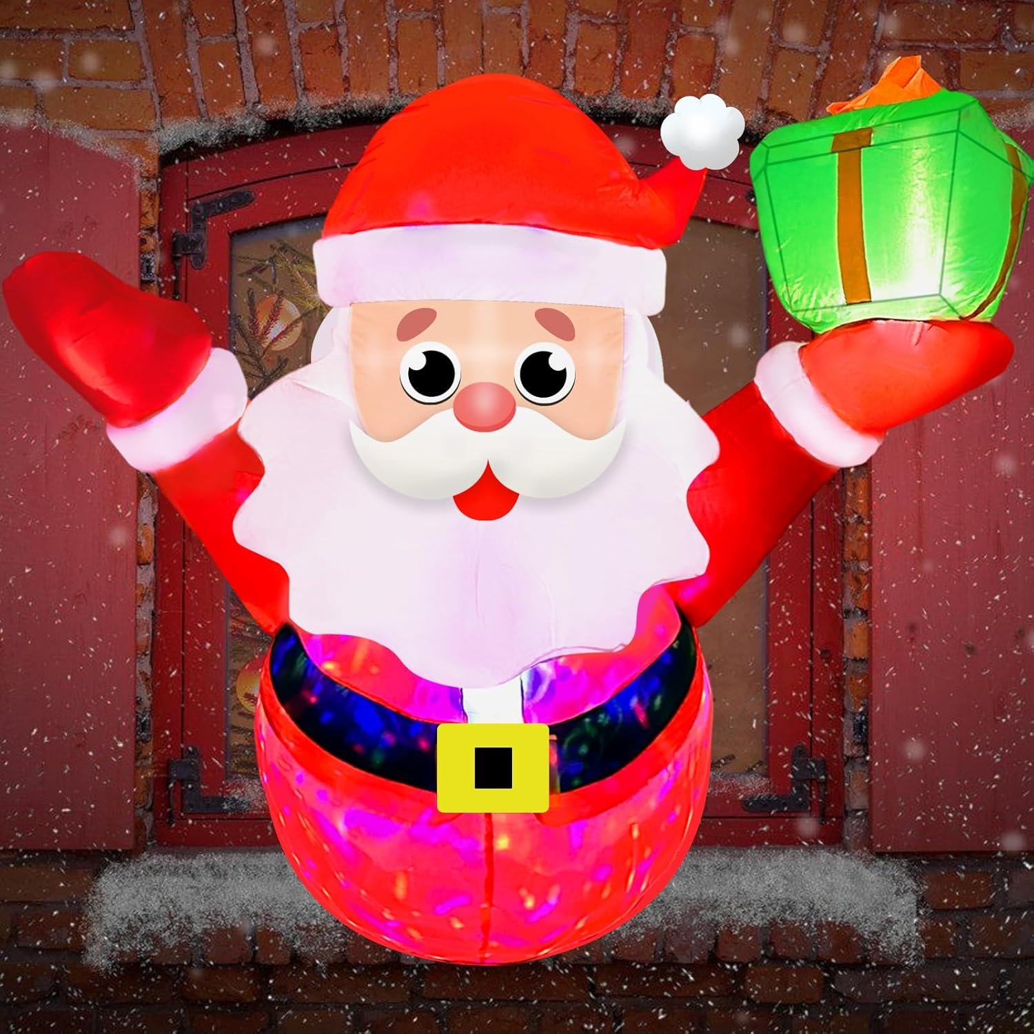 4FT Christmas Inflatable Santa Claus Broke Out from Window