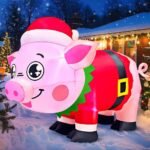 Santa Claus inflatable and Christmas Pig LED Light