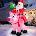 5FT Christmas Inflatables Outdoor Decorations Pig LED Light