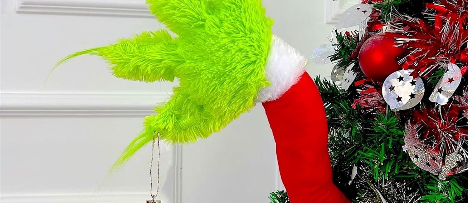 Christmas Elf Body Tree Decorations, Christmas Green Monster Stole Xmas Tree Topper