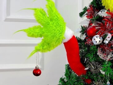 Christmas Elf Body Tree Decorations, Christmas Green Monster Stole Xmas Tree Topper