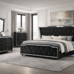 Modern Glam Ivory Bedroom Collection LED